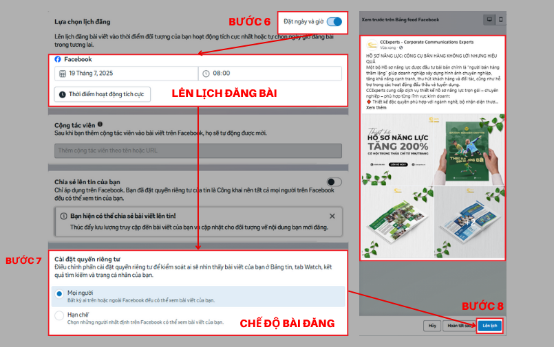 Thực hiện các bước cuối cùng theo mô tả và đăng tải bài đăng